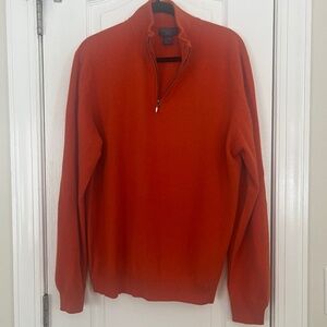 Joseph and Lyman Mens Cashmere Quarter Zip Long Sleeve Burnt Orange Sweater